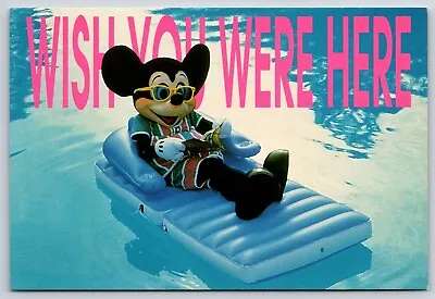 Postcard Wish You Were Here Mickey Mouse On Inflatable Pool Float  • $4.35