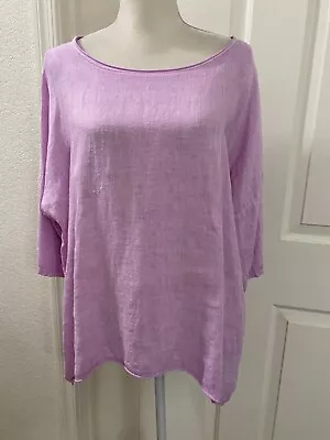 Tina Stephens Lavender Linen Cotton Lagenlook Tunic Top Size One Size = M L XL • $34