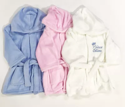 £14.99 • Buy Personalised Baby Robe Bath Embroidered Dressing Gown Boy Girl Gift Crown Soft
