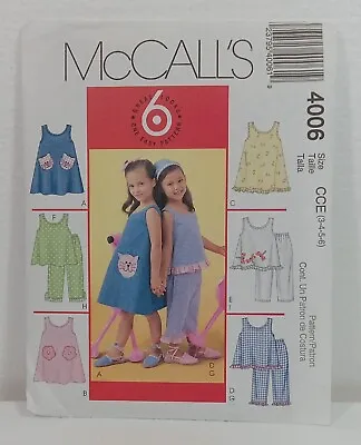 McCall's Children And Girls Dresses Tops & Pants Pattern Sz CCE 3-6 #4006 Uncut • $4.25