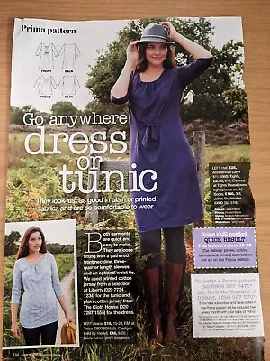 LADIES SEWING/DRESSMAKING PATTERN - DRESS OR TUNIC From PRIMA MAGAZINE • £1