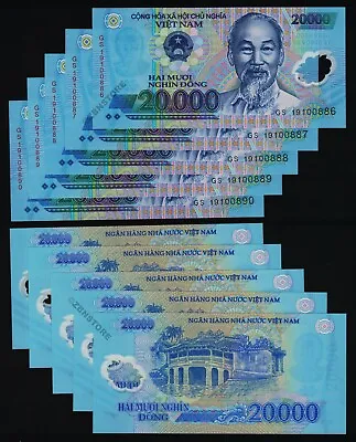 10 X 20000 Vietnam Dong New Polymer Banknotes UNC Uncirculated Currency [10PCS] • $51.99