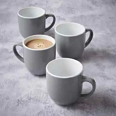 Glossy Set Of 4 Tea Coffee Mugs Cups Kitchen Quality Stoneware Hot Drink 3Colour • £14.99