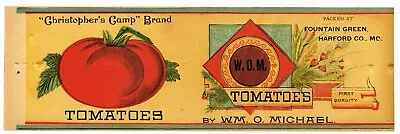 Original Can Label 1915 Vintage Fountain Creek Maryland Harford County W.o.m. • $8.95