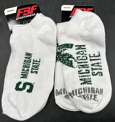 2 Michigan State University Spartans Socks Size Medium 5-10  NEW NO SHOW SOCKS • $15.39