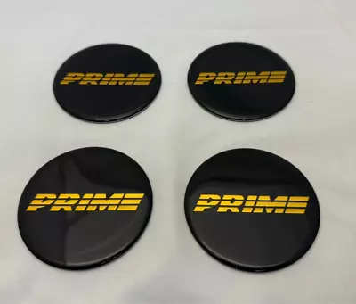 SET OF 4 PRIME GOLD WHEEL RIM CENTER CAP STICKER EMBLEM 70mm Or 2-3/4  DIAMETER • $39.99