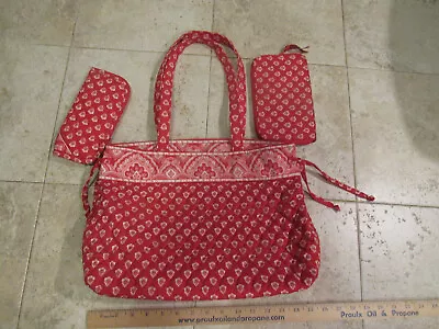 $150 Vera Bradley 3 Pc Tote Wallet Eye Glass Case Nantucket Red Cotton Pockets • $22