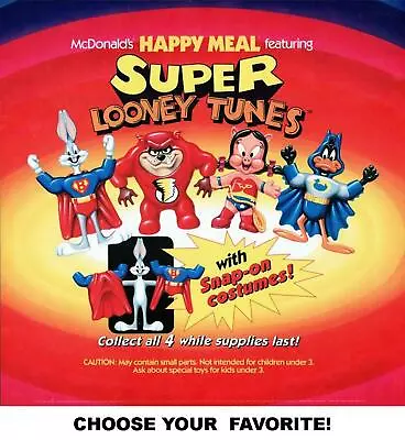 McDonald's 1991 Vintage Warner Bros DC Super Looney Tunes Figures & Parts-Pick! • $7