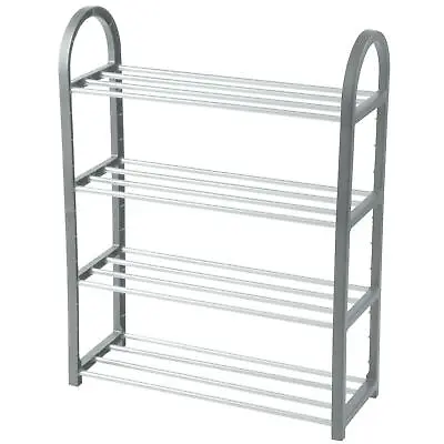 Shoe Rack Stand Storage Organiser Compact Space Save Shelf Metal Black 4 Tier • £9.99