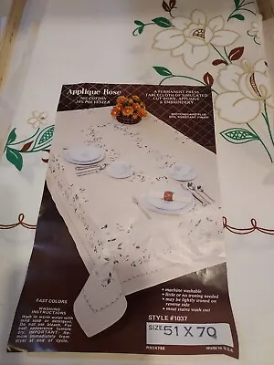 $7.95 • Buy Vintage Unused Tablecloth Of Simulated Cutwork, Applique Embroidery 51x70 