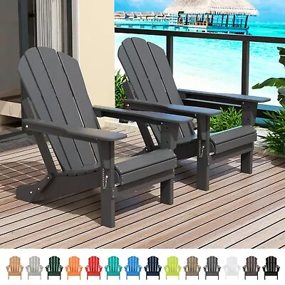 $309.99 • Buy Set Of 2 Folding Adirondack Chair Patio Outdoor Poly Material Fire Pit Chair