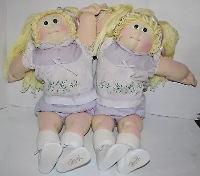 Vintage Cabbage Patch Twins Soft Sculpture Girls Blonde Hair Dolls XR 1509 • $79.99