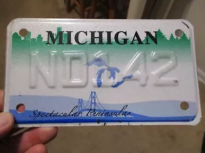 2000's MICHIGAN ERROR MISTAKE MOTORCYCLE LICENSE PLATE MACKINAC BRIDGE PENINSULA • $19.99