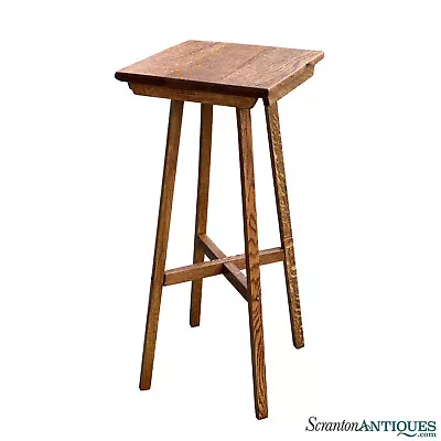 Antique Traditional Farmhouse Quartersawn Oak Plant Stand Side Table • $325