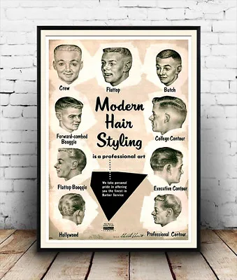 Modern Hair Styling : Old Hairdressing Advert Poster Reproduction. • £5.09