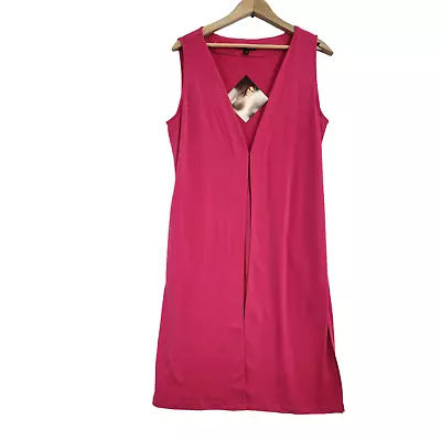 IMAN Womens Duster Cardigan Jersey Knit Vest Sleeveless Magenta Pink Oversize S • $13.28