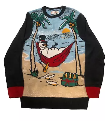 Ugly Christmas Sweater Novelty Snowman Beer Pullover Size Small • $22