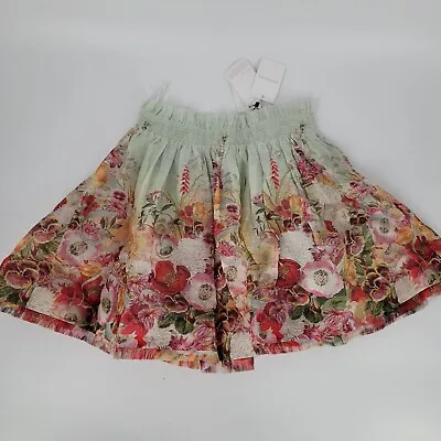 Zimmermann NEW Wonderland Flip Skirt Floral Print Elka Poppy Ombre Size 1 US 6 • $449.99