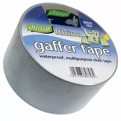 RHINO ULTRATAPE Gaffer | Duct Tape Waterproof Multipurpose Tape 50mm * 10m Grey • £4.99