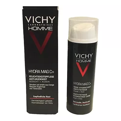 VICHY HOMME Hydra Mag C+ Anti-Fatigue Face + Eyes 50 Ml New In Box • $28.41