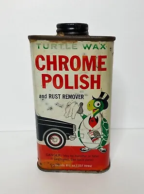 Vintage Empty 8 Oz.  1963 Turtle Wax Chrome Polish Can • $12