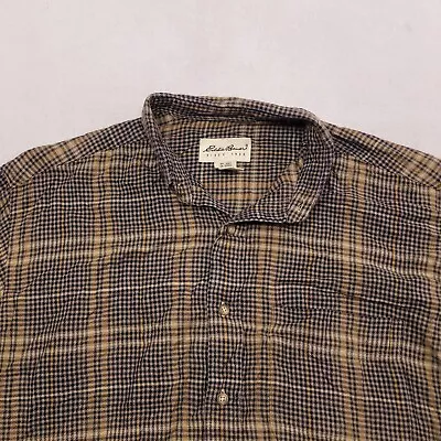 Eddie Bauer Tartan Flannel Long Sleeve Button Up Shirt Mens Size Medium M Beige • $14.99