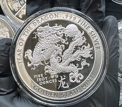 5 Troy Oz Year Of The Dragon  .999 FINE SILVER Chinese Zodiac Collection CAPSULE • $164.99