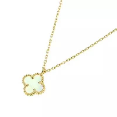 Van Cleef Arpels Sweet Alhambra Mother Of Pearl MOP Necklace 18K YG 750 90225369 • $1385.14