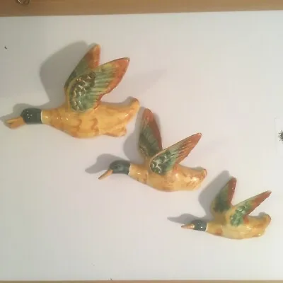 £50 • Buy 3 X Vintage Pottery Flying Duck Wall Plaques Summerbank Pottery , Perfect