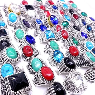 Wholesale Lot 20pcs Mix Stone Fashion Jewelry Rings For Men Women Gifts Party • $14.92