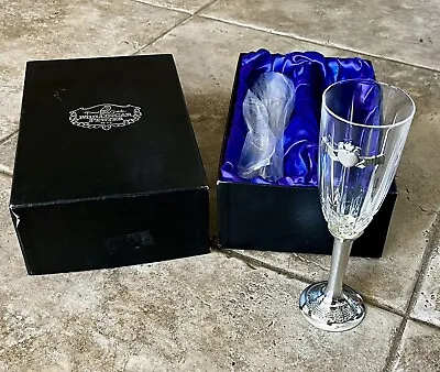 New Mullingar Pewter & Crystal Claddagh Irish Wedding Champagne Flutes • $67.99