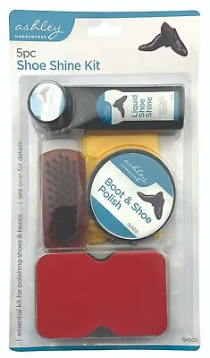 £5.79 • Buy 5pc Shoe Polish Brush Set Kit Care Boot Shine Buff Leather Clean Complete Travel