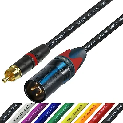 RCA To Male XLR Cable Gold Phono Red Boot Ring Lead Van Damme Neutrik Rean  • £12.86