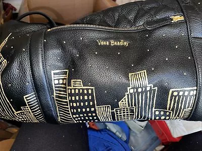 Vera Bradley Gold Skyline Black Large Duffel New York Leather • $323