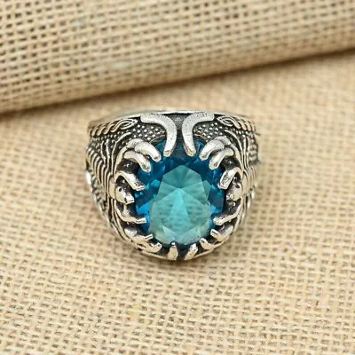 Popular Blue Topaz Ring Handmade 925 Sterling Siler Men's Gift Ring All Size D87 • $17.59