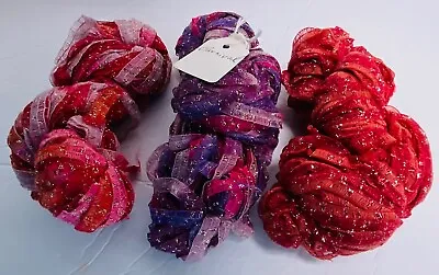 Lucci Metallic Ribbon YarnLot Of 3 Related Colors Multi No  LabelsNew Vintage • $17.85