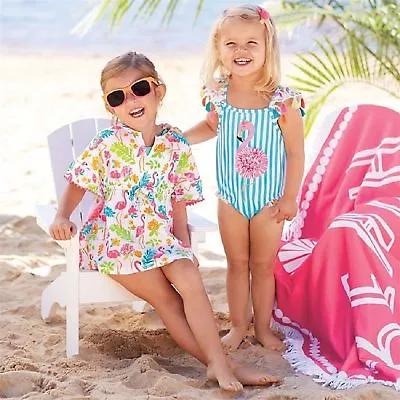 Flamingo Tassels And Ruffles Girls Swim Suit Bathing Suit  By Mud Pie  NWT • $40.99