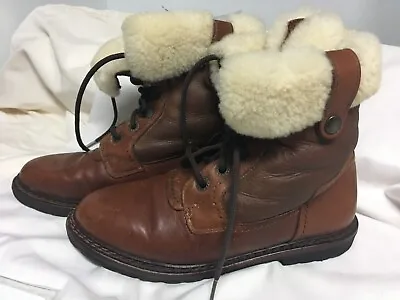 VINTAGE LL BEAN Sherpa LIned Brown Foldover Boot Size 7.5 B • $19.50