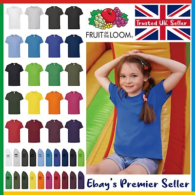 Kids Plain T-Shirt Fruit Of The Loom Original Children's Tee FREE Delivery • £2.99