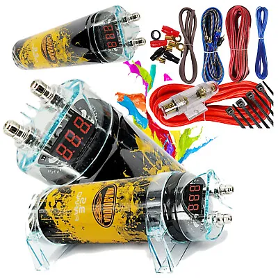 3500 Watts PRO 3.5 Farad Capacitor Car Audio Power 12V Display + 8 Gauge Amp KIT • $59.99