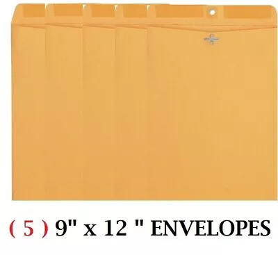 ( 5 ) 9x12 Manilla Brown Kraft Clasp Catalog Envelopes Letters Mailers Mailing • $7.89