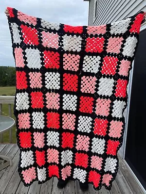 Vintage Handmade Granny Square Roseanne Afghan Throw Blanket - 68 X 47 Inches • $26.54