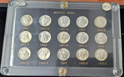 Mercury Dime Short Set - 1941-1945 Brilliant - Uncirc - WWII Era -  15 Coins • $175