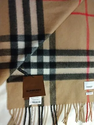 BURBERRY 100%Genuine CHECK Cashmere Scarf In Archive Baige 168x30cm New W/tags • $339