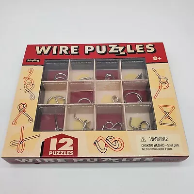 12 WIRE PUZZLES Brain Teaser Mind Game Toy Steel Metal IQ Test Magic Trick BOX • $8.99