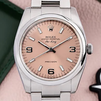 Rolex Air-King Precision 34mm 2007 Box & Papers Salmon Explorer Dial Ref. 114200 • £5500