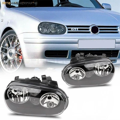 $108.99 • Buy For 99-02 Volkswagen Cabrio Pair Headlights Assembly Black Housing