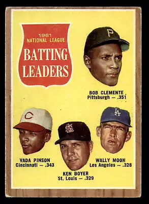 1962 Topps #52 Clemente/Pinson/Boyer/Moon N.L. Batting Leaders Very Go ID:392266 • $9