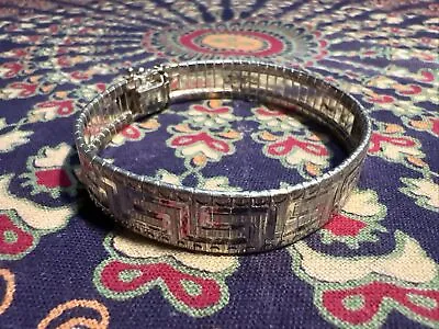 MILOR ITALY Sterling Silver .925 Vintage Greek Key Design Flexible Bracelet24g • $45