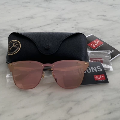 $89 • Buy RAY-BAN Brand New Blaze Clubmaster Pink Mirror Sunglasses